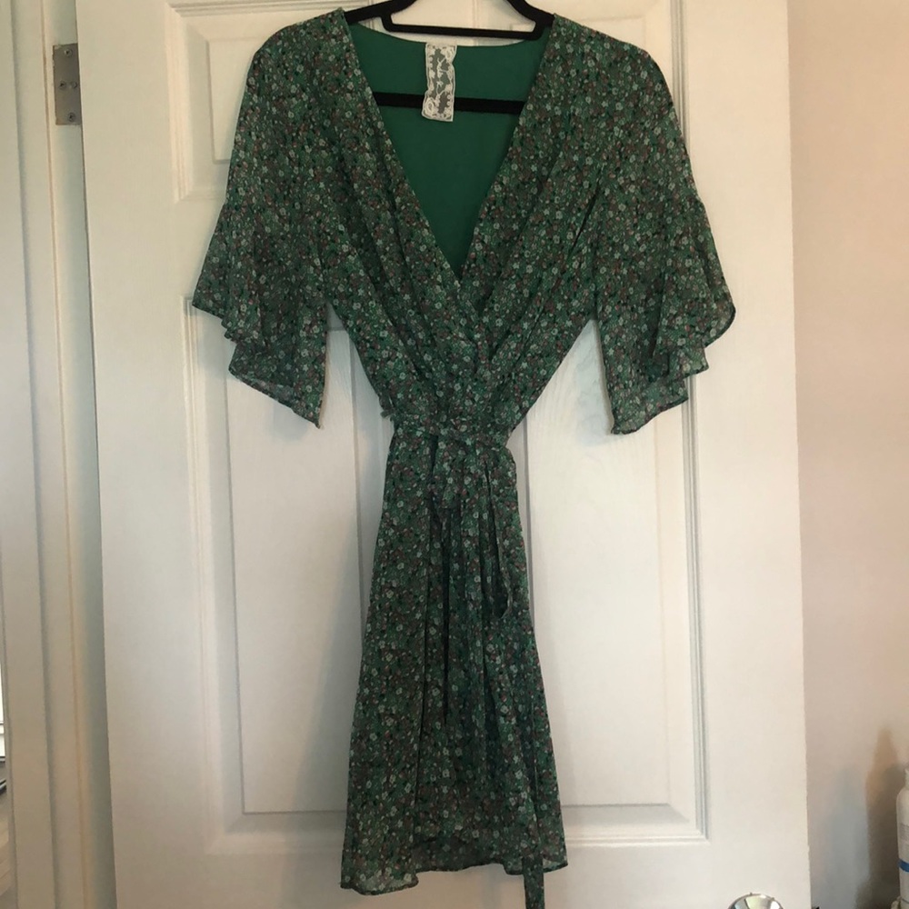 Green wrap dress